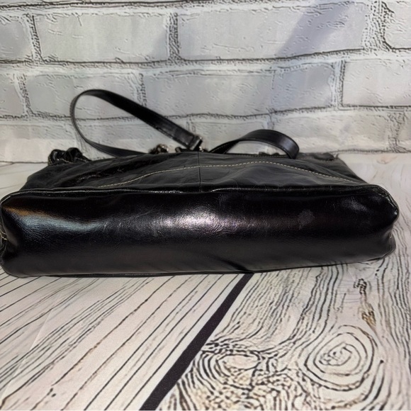 AK Anne Klein Women’s Black Distressed Leather Shoulder Bag - Picture 7 of 9